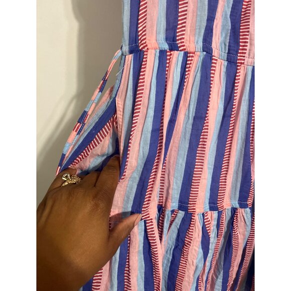 OLIPHANT Striped Tassel Tiered Dress | Boho Summer Mini | Vacation Resort Wear - Picture 5 of 14